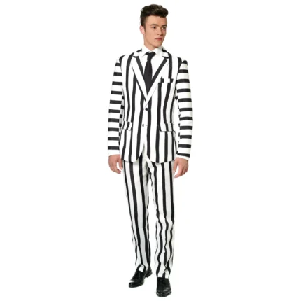 Halloween Black and White Striped Suit for Men