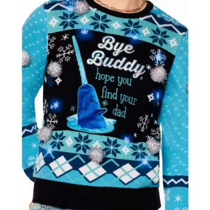 Christmas Light-Up Blue Narwhal Sweater Elf