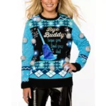 Christmas Light-Up Blue Narwhal Sweater - Elf - Image 3