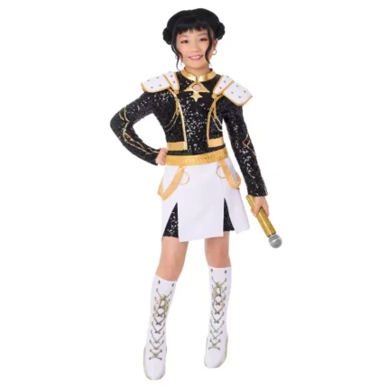 Kids Zoey Golden Dress Costume KPop Demon Hunters