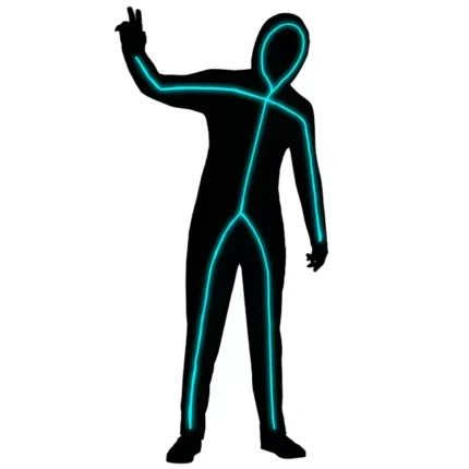 Halloween Light-Up EL Wire Blue Stick Figure Costume